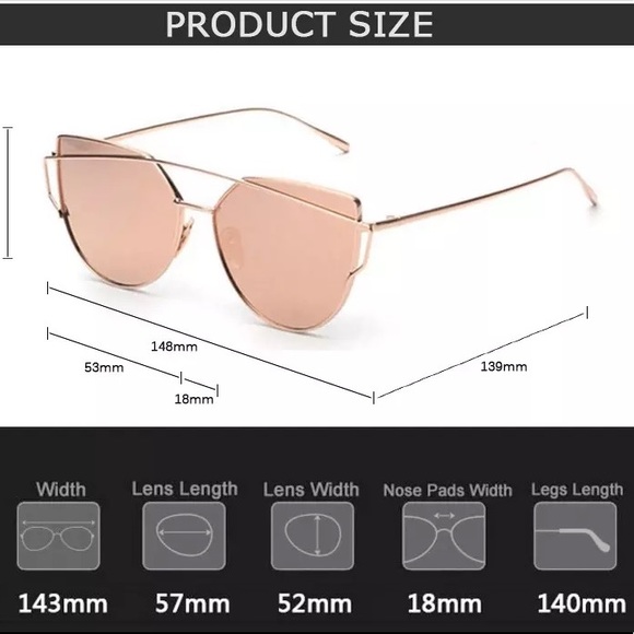 Rose gold cat eye mirrored pink tint sunglasses - Picture 5 of 5